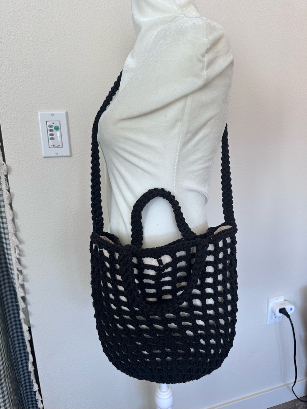 Madewell Black Crochet Shoulder Tote